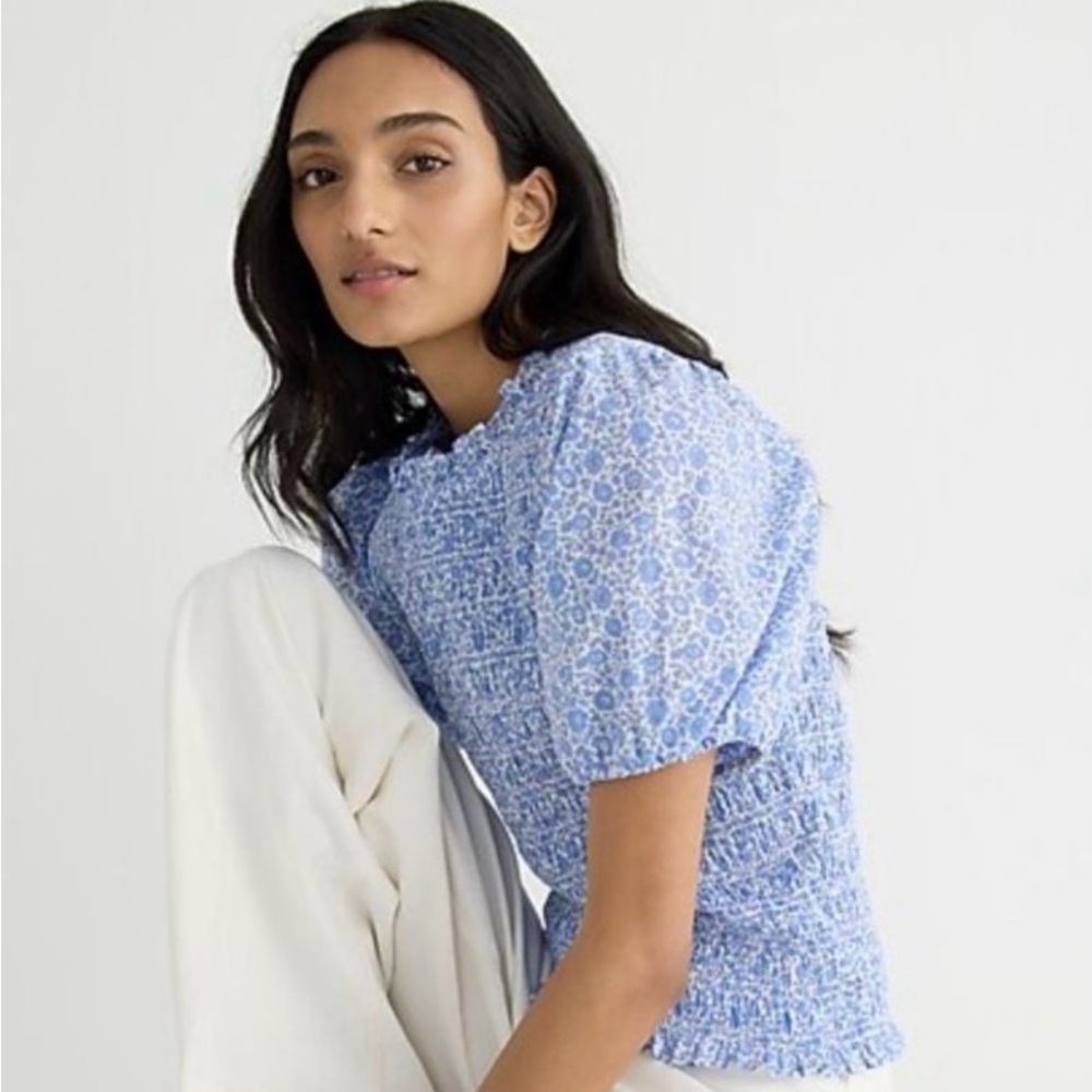 JCrew x Liberty of London Smocked Top